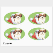 Happy Howlidays Shih Tzu Ovale Sticker (Vel)