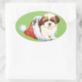 Happy Howlidays Shih Tzu Ovale Sticker (Tas)