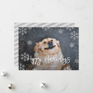 Happy Howlidays Silver Snowflakes Pet Foto Feestdagenkaart