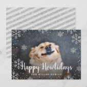 Happy Howlidays Silver Snowflakes Pet Foto Kaart (Voorkant / Achterkant)