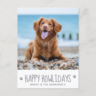 Happy Howlidays Simple Cute Pet Dog Photo Feestdagenkaart