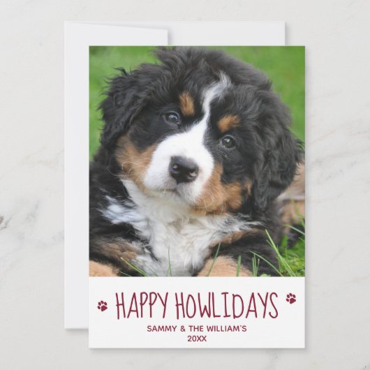 Happy Howlidays Simple Cute Pet Dog Photo Feestdagenkaart (Voorkant)