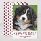 Happy Howlidays Simple Cute Pet Dog Photo Feestdagenkaart (Voorkant / Achterkant)
