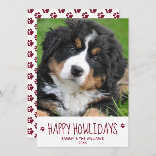 Happy Howlidays Simple Cute Pet Dog Photo Feestdagenkaart (Voorkant / Achterkant)