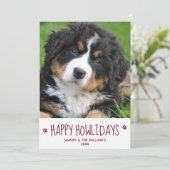 Happy Howlidays Simple Cute Pet Dog Photo Feestdagenkaart (Staand voorkant)