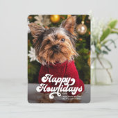 Happy Howlidays Simple Fun Modern Photo Dog Feestdagenkaart (Staand voorkant)