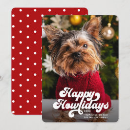 Happy Howlidays Simple Fun Modern Photo Dog Feestdagenkaart