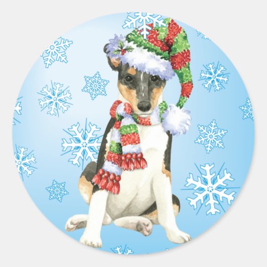 Happy Howlidays Smooth Collie Ronde Sticker (Voorkant)