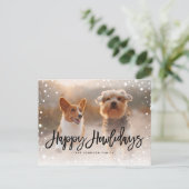 Happy Howlidays Snow | Foto Pet Dog Feestdagenkaart (Staand voorkant)