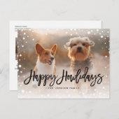 Happy Howlidays Snow | Foto Pet Dog Feestdagenkaart (Voorkant / Achterkant)