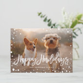 Happy Howlidays Snow | kerstfoto eten Feestdagenkaart (Staand voorkant)