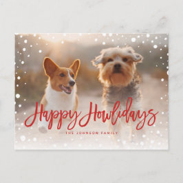 Happy Howlidays Snow Red | Foto Pet Dog Feestdagenkaart