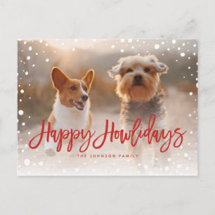 Happy Howlidays Snow Red   Foto Pet Dog Feestdagenkaart