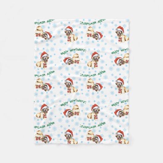 Happy Howlidays Soft Coated Wheaten Terrier Fleece Deken (Voorkant)