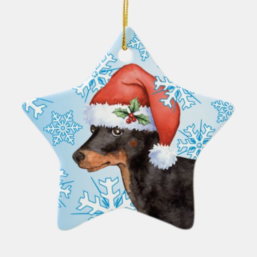 Happy Howlidays Speelgoed Manchester Terrier Keramisch Ornament (Voorkant)