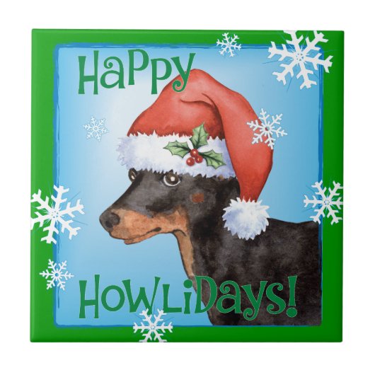 Happy Howlidays Speelgoed Manchester Terrier Tegeltje (Voorkant)