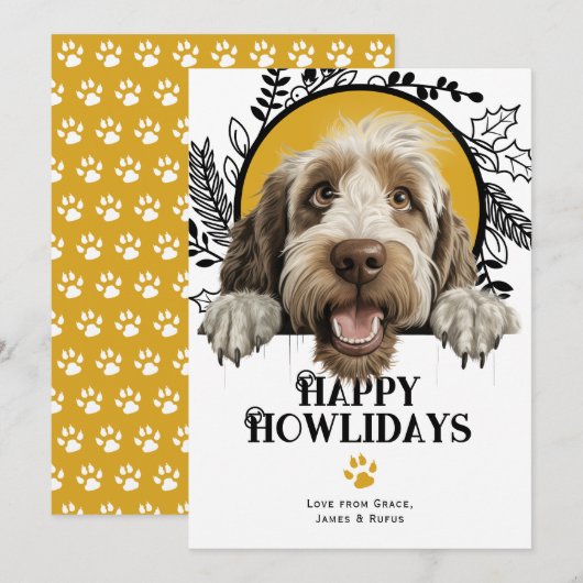 Happy Howlidays Spinone Italiano Dog Kerstmis Feestdagenkaart (Voorkant / Achterkant)