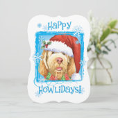 Happy Howlidays Spinone Italiano Holiday Card Feestdagenkaart (Staand voorkant)