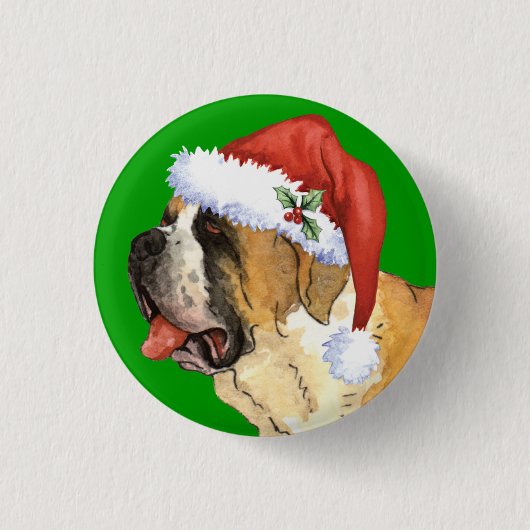 Happy Howlidays St. Bernard Ronde Button 3,2 Cm (Voorkant)