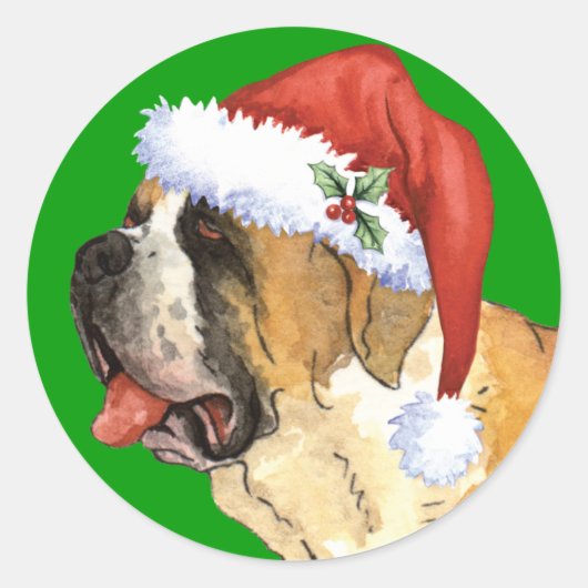 Happy Howlidays St. Bernard Ronde Sticker (Voorkant)