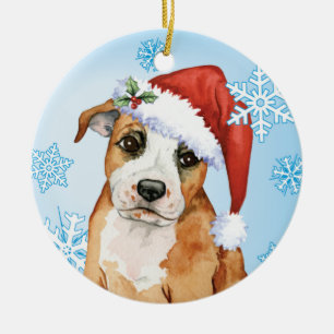 Happy Howlidays Staffordshire Bull Terrier Keramisch Ornament