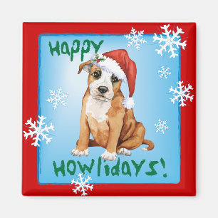 Happy Howlidays Staffordshire Bull Terrier Magneet