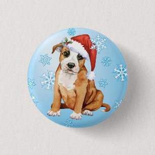 Happy Howlidays Staffordshire Bull Terrier Ronde Button 3,2 Cm