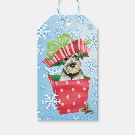 Happy Howlidays Standard Schnauzer Cadeaulabel (Voorkant)