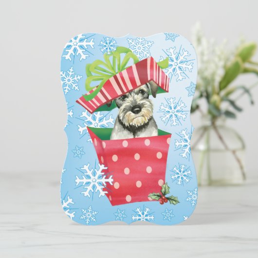 Happy Howlidays Standard Schnauzer Feestdagenkaart (Staand voorkant)