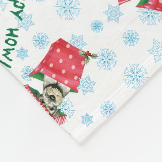Happy Howlidays Standard Schnauzer Fleece Deken (Hoek)