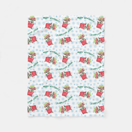 Happy Howlidays Standard Schnauzer Fleece Deken (Voorkant)