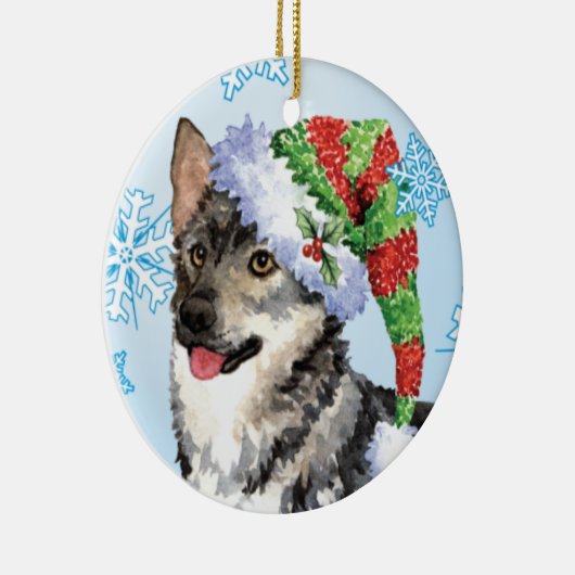Happy Howlidays Swedish Vallhund Keramisch Ornament (Rechts)