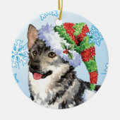 Happy Howlidays Swedish Vallhund Keramisch Ornament (Voorkant)