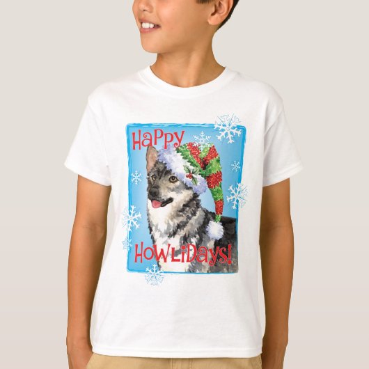 Happy Howlidays Swedish Vallhund T-Shirt (Voorkant)