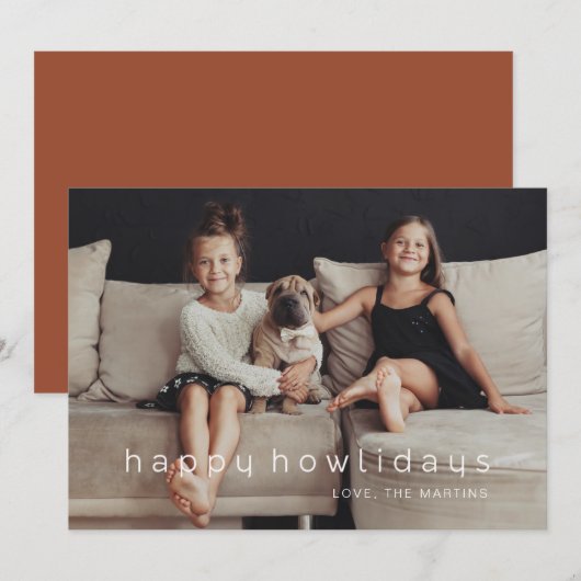 Happy Howlidays Terracotta Photo Pet Feestdagenkaart (Voorkant / Achterkant)