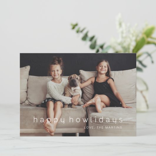 Happy Howlidays Terracotta Photo Pet Feestdagenkaart (Staand voorkant)