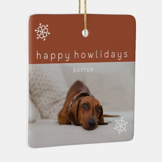 Happy Howlidays Terracotta Photo Pet Keramisch Ornament (Rechts)