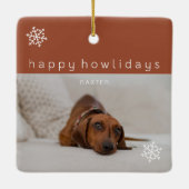 Happy Howlidays Terracotta Photo Pet Keramisch Ornament (Achterkant)