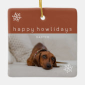 Happy Howlidays Terracotta Photo Pet Keramisch Ornament (Voorkant)