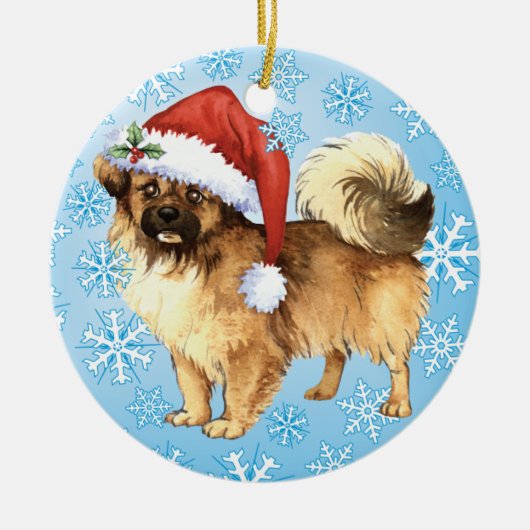 Happy Howlidays Tibetaans Spaniel Keramisch Ornament (Voorkant)