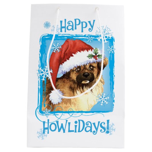 Happy Howlidays Tibetaans Spaniel Medium Cadeauzakje (Achterkant)