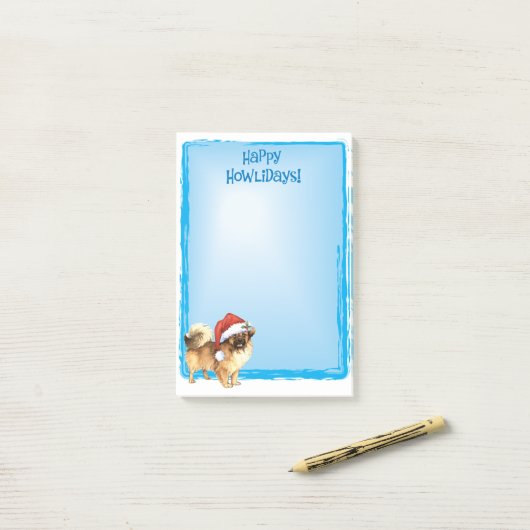 Happy Howlidays Tibetaans Spaniel Post-it® Notes (Op bureau)