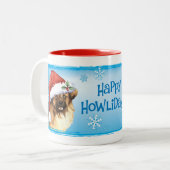 Happy Howlidays Tibetaans Spaniel Tweekleurige Koffiemok (Voorkant links)