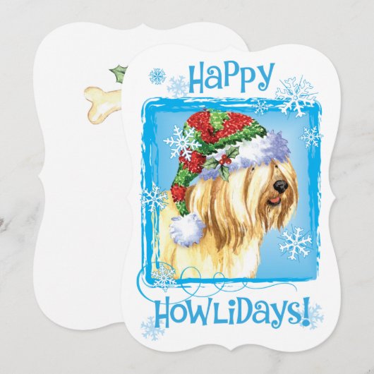 Happy Howlidays Tibetaanse Terrier Feestdagenkaart (Voorkant / Achterkant)