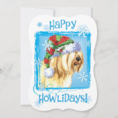 Happy Howlidays Tibetaanse Terrier Feestdagenkaart (Voorkant)