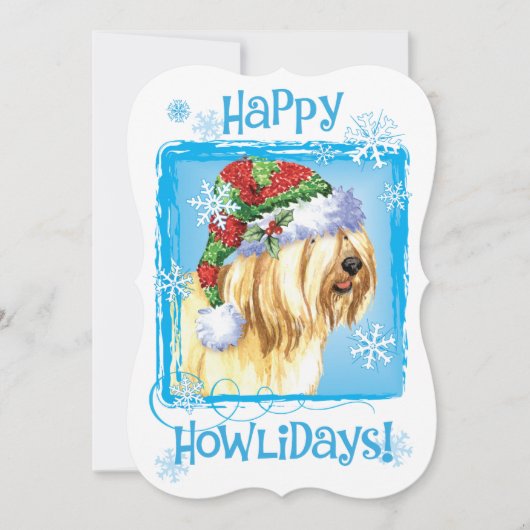 Happy Howlidays Tibetaanse Terrier Feestdagenkaart (Voorkant)