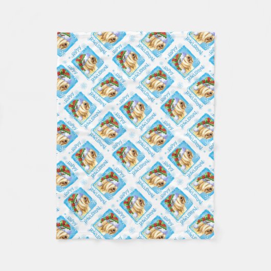Happy Howlidays Tibetaanse Terrier Fleece Deken (Voorkant)