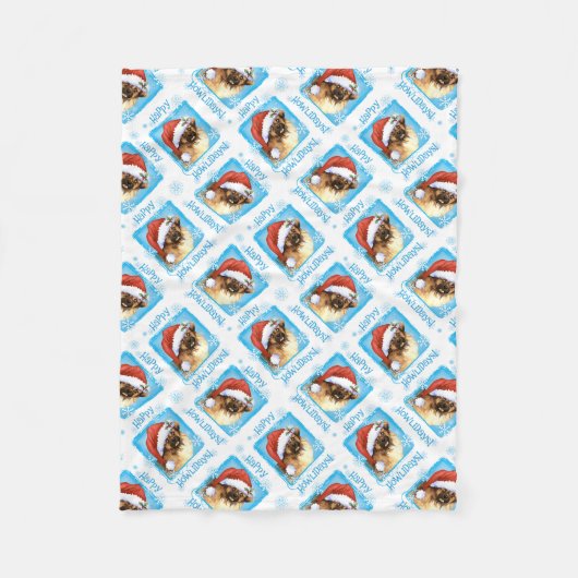Happy Howlidays Tibetan Spaniel Fleece Blanket (Voorkant)