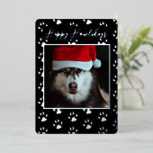 Happy Howlidays van de foto van de Dog Paw-pagina Folie Feestdagenkaart (Staand Voorkant)