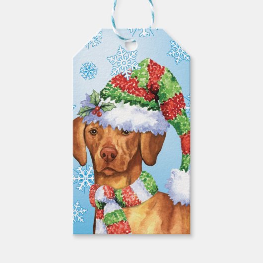 Happy Howlidays Vizsla Cadeaulabel (Voorkant)